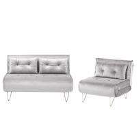 SOFA-SET 3-sitzer Samtstoff Grau Vestfold - Grau, Textil (130/81/78cm) - Beliani