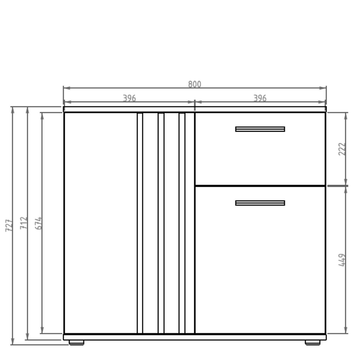KOMMODE FERIO Kombikommode, Modern - Schwarz, Holzwerkstoff (80/73/35cm) - KONSIMO®