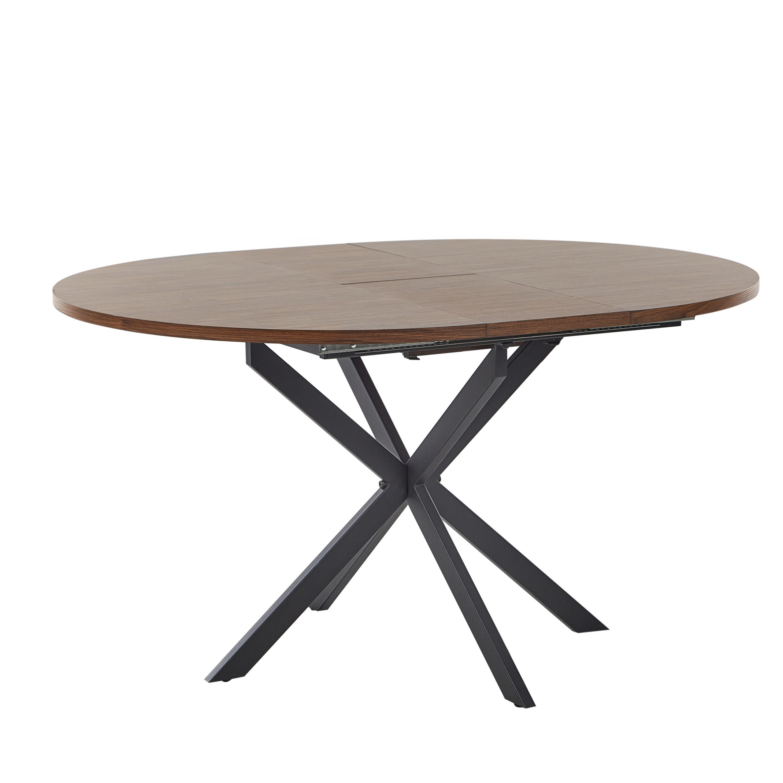 AUSZIEHBARER-ESSTISCH 110/140-110 cm Dunkler Holzfarbton/Schwarz Friona - Dunkelbraun/Schwarz, Holzwerkstoff (140/110/75cm) - Beliani