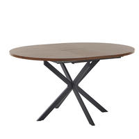 AUSZIEHBARER-ESSTISCH 110/140-110 cm Dunkler Holzfarbton/Schwarz Friona - Dunkelbraun/Schwarz, Holzwerkstoff (140/110/75cm) - Beliani