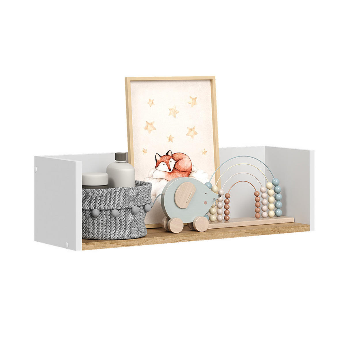 STĚNOVÁ POLICE Viktor Bílá/Artisan - bílá, kompozitní dřevo (67.8/20/20cm) - Vicco