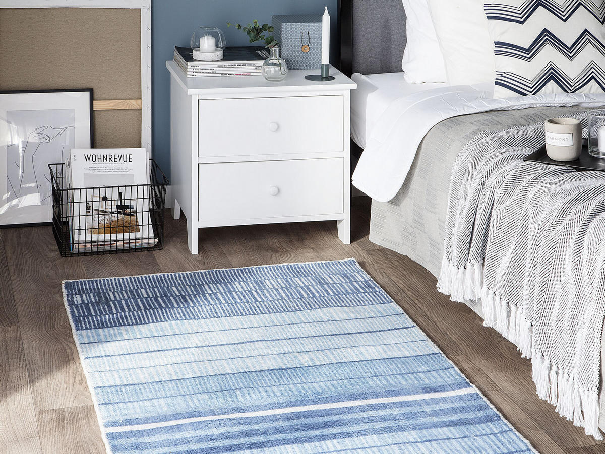 KURZFLOR-TEPPICH Yardere 150/80 cm - Blau, Naturmaterialen (80/150cm) - Beliani