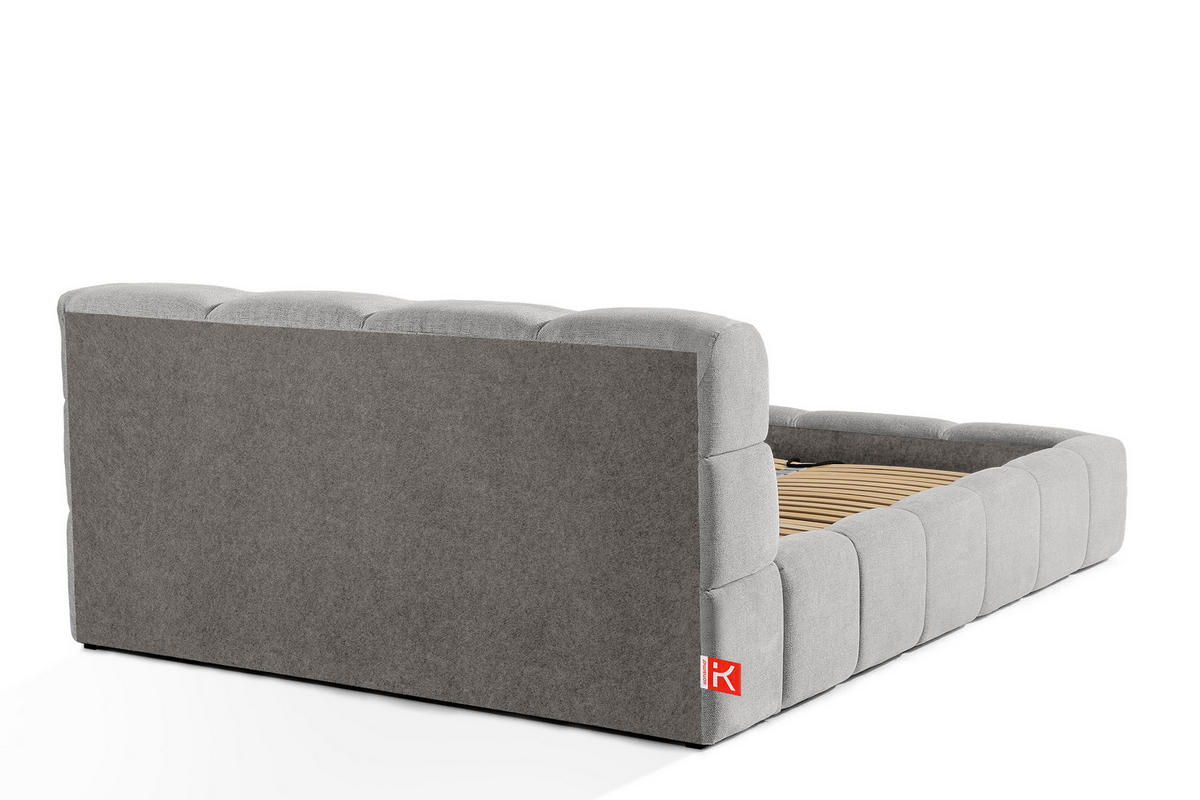 POLSTERBETT AERI 140/160/180/200 mit Rahmen und Bettkasten, hellgrau - Hellgrau, Holz/Holzwerkstoff (140/200cm) - KONSIMO®