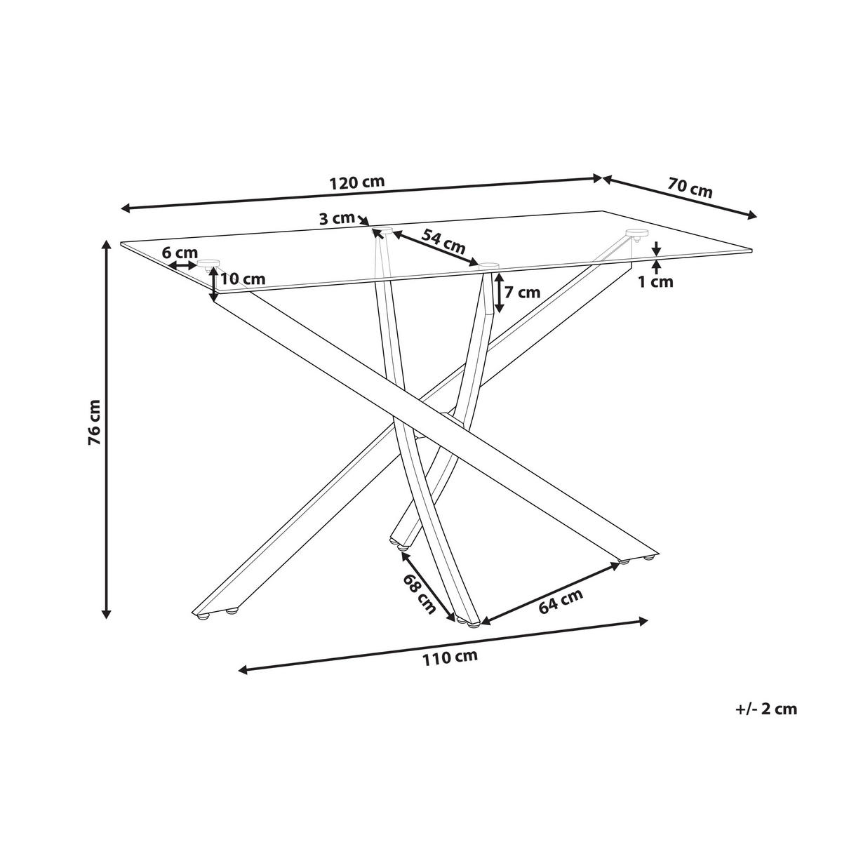 ESSTISCH 120/70/76 cm Silberfarben Rechteckig Maramo - Silberfarben, Glas (120/70/76cm) - Beliani
