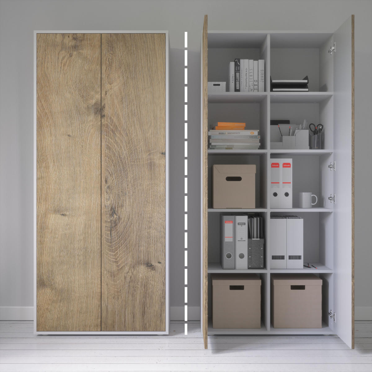 AKTENSCHRANK Amira T00 Eiche Ribbeck 180/80/40 cm - Alteiche, Holzwerkstoff (80/180/40cm) - SIMPLYFURN