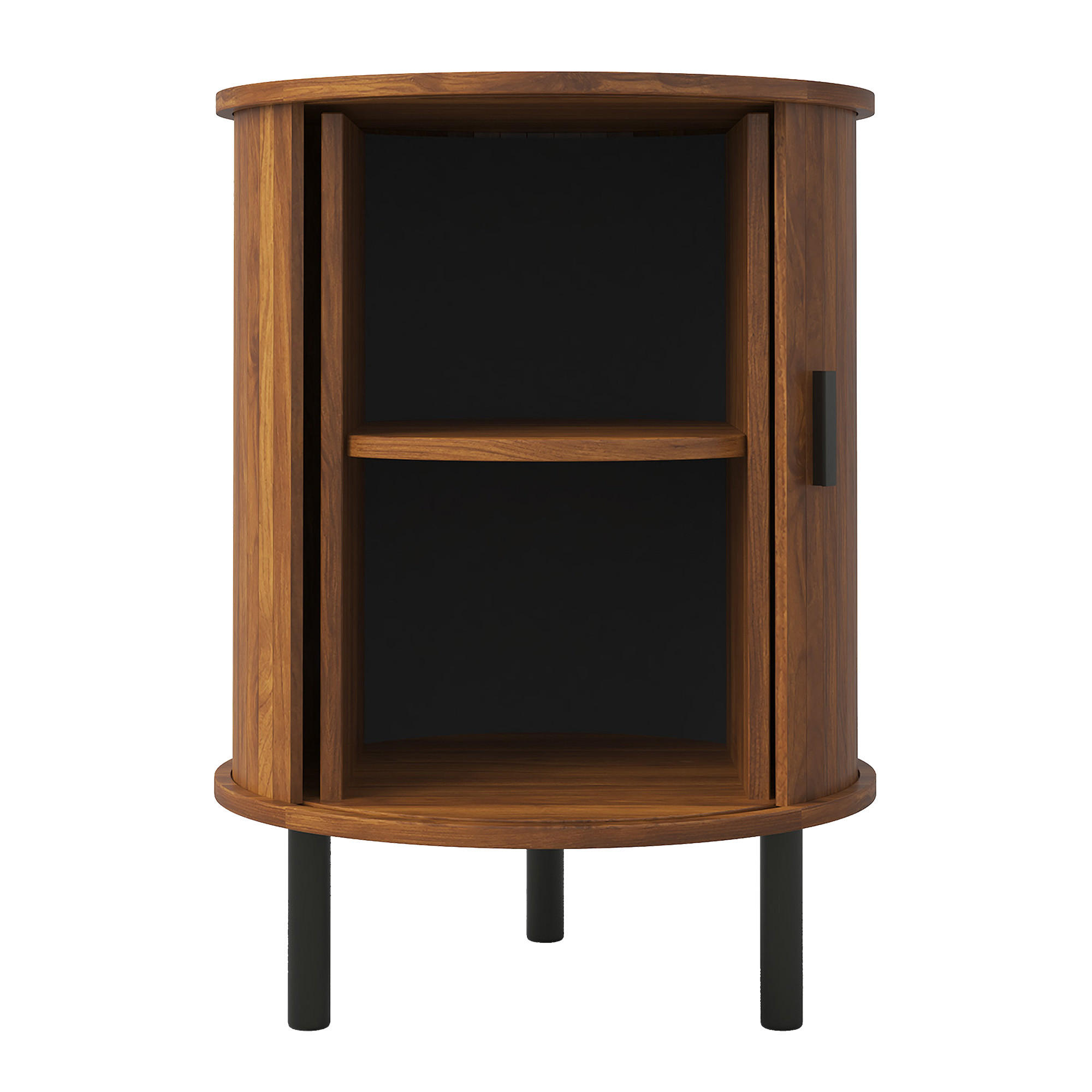 BEISTELLTISCH Rund Nussbaum Sideboard mit Schiebetür & Metallfüßen - Walnussfarben, Holzwerkstoff (48/48/65cm) - Urban Meuble
