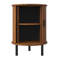 BEISTELLTISCH Rund Nussbaum Sideboard mit Schiebetür & Metallfüßen - Walnussfarben, Holzwerkstoff (48/48/65cm) - Urban Meuble