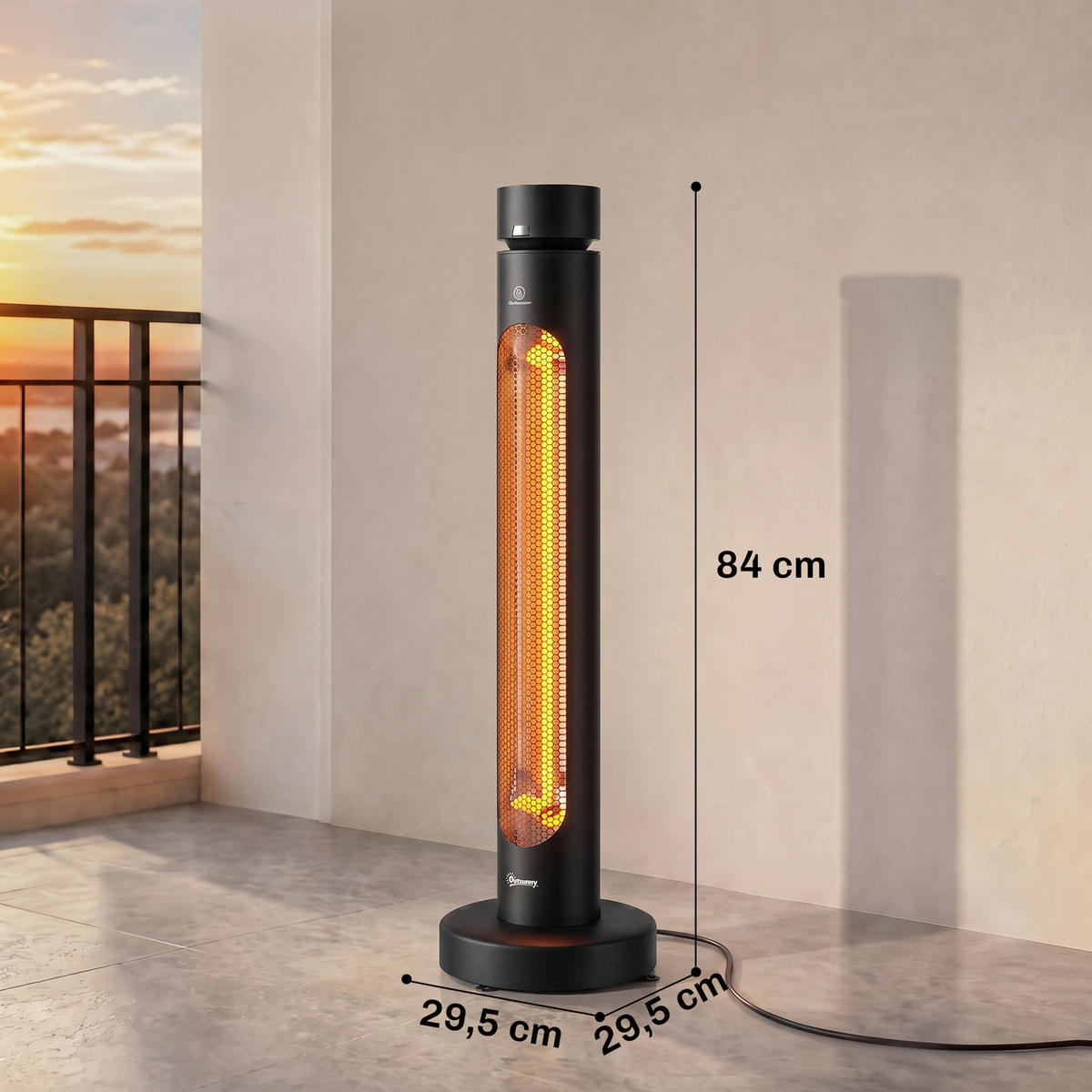 INFRAROT-HEIZSTRAHLER Aluminium Carbonfaser Schwarz - Schwarz, Metall (29.5/84/29.5cm) - Outsunny