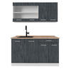 KÜCHENZEILE KÜCHE R-Line Schwarz Beton/Weiß 140 cm AP Eiche - Schwarz/Weiß, Holzwerkstoff (140/81.6/60cm) - Vicco