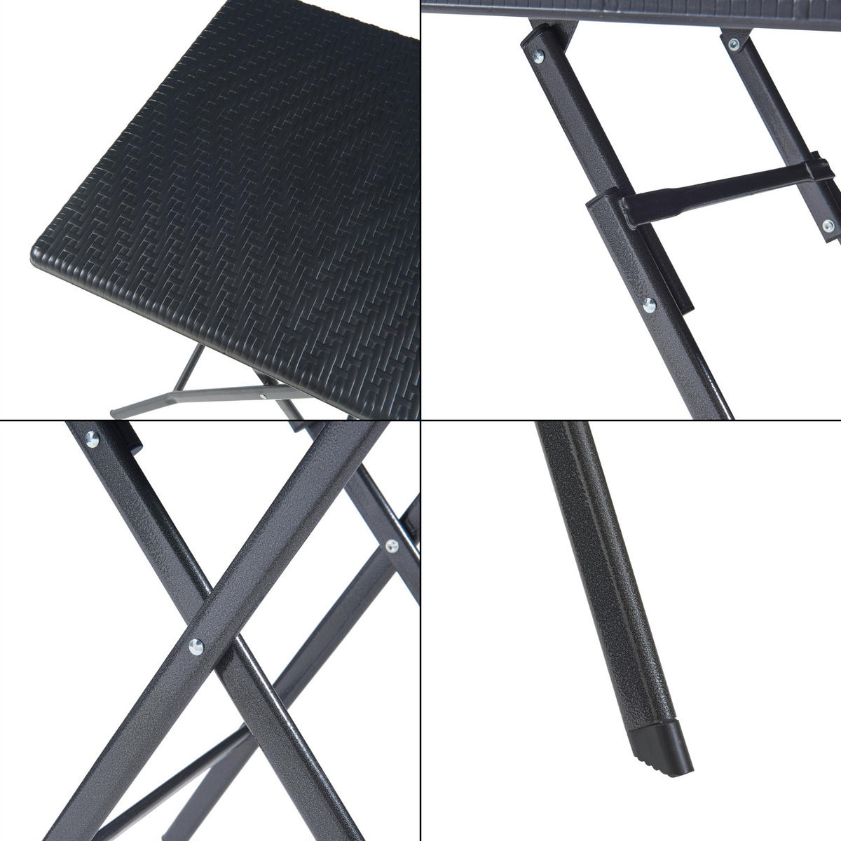 KLAPPTISCH Mark - Schwarz, Kunststoff/Metall (61.5/61.5/73cm) - [en.casa]