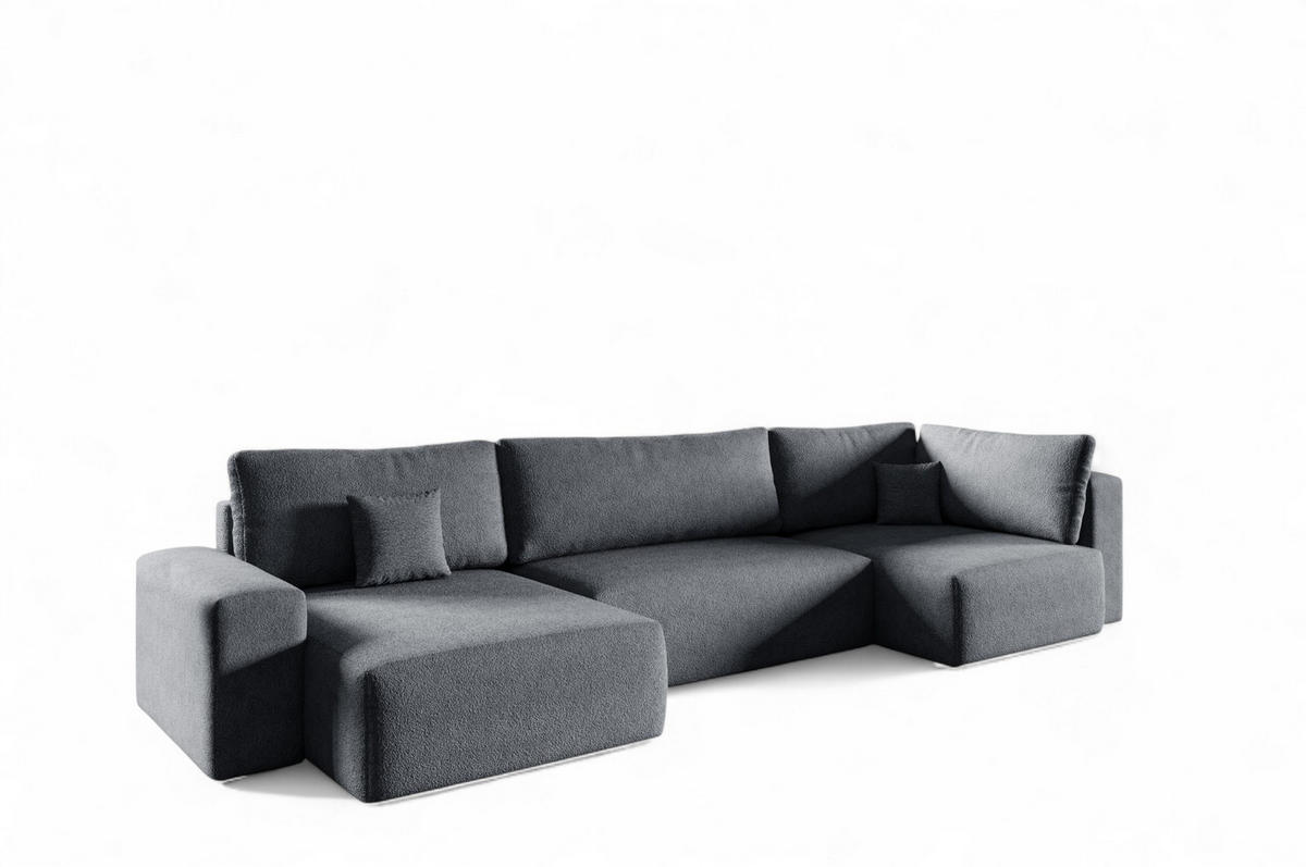 WOHNLANDSCHAFT Arona Xl - Dunkelgrau, Holzwerkstoff/Textil (148/70/397cm) - Fun Möbel