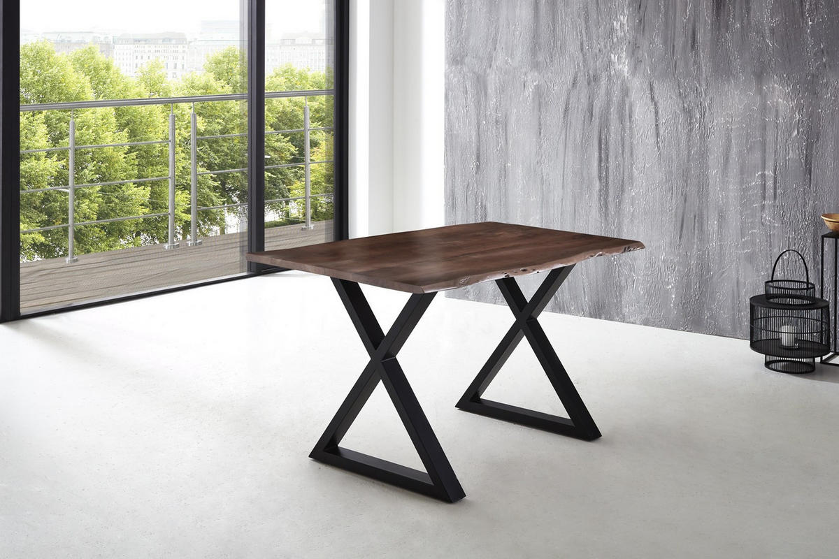 ESSTISCH LUBIN - Schwarz/Braun, Holz/Metall (90/180/77cm) - SAM