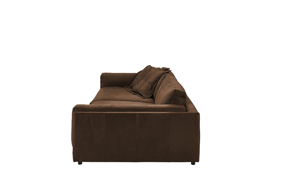 BIG SOFA RAINA Braun Leder - Dunkelbraun/Schwarz, Leder/Kunststoff (254/85/150cm) - KAWOLA
