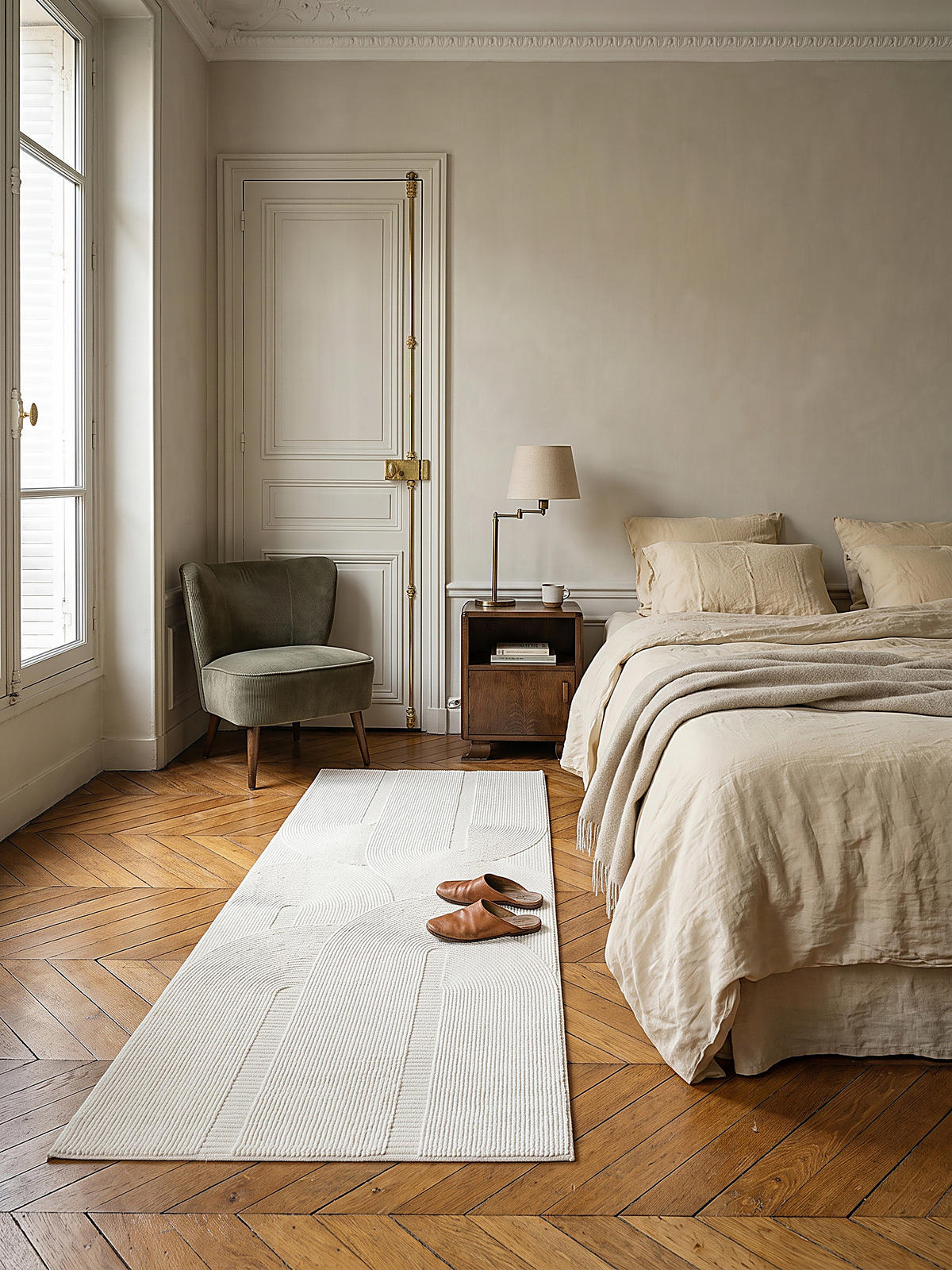 TEPPICH Kurzflor KASOS Waschbar Geometrisch Polyester Creme 80 x 150 cm - Creme, Textil (80/150cm) - KADIMA DESIGN