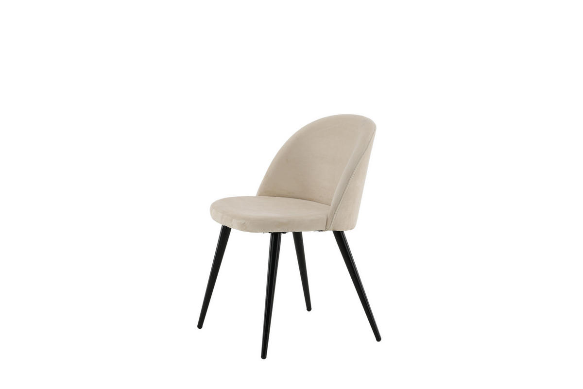 STUHL 2er-Set velours beige, schwarz - Beige, Holzwerkstoff (50/77/57cm) - ebuy24