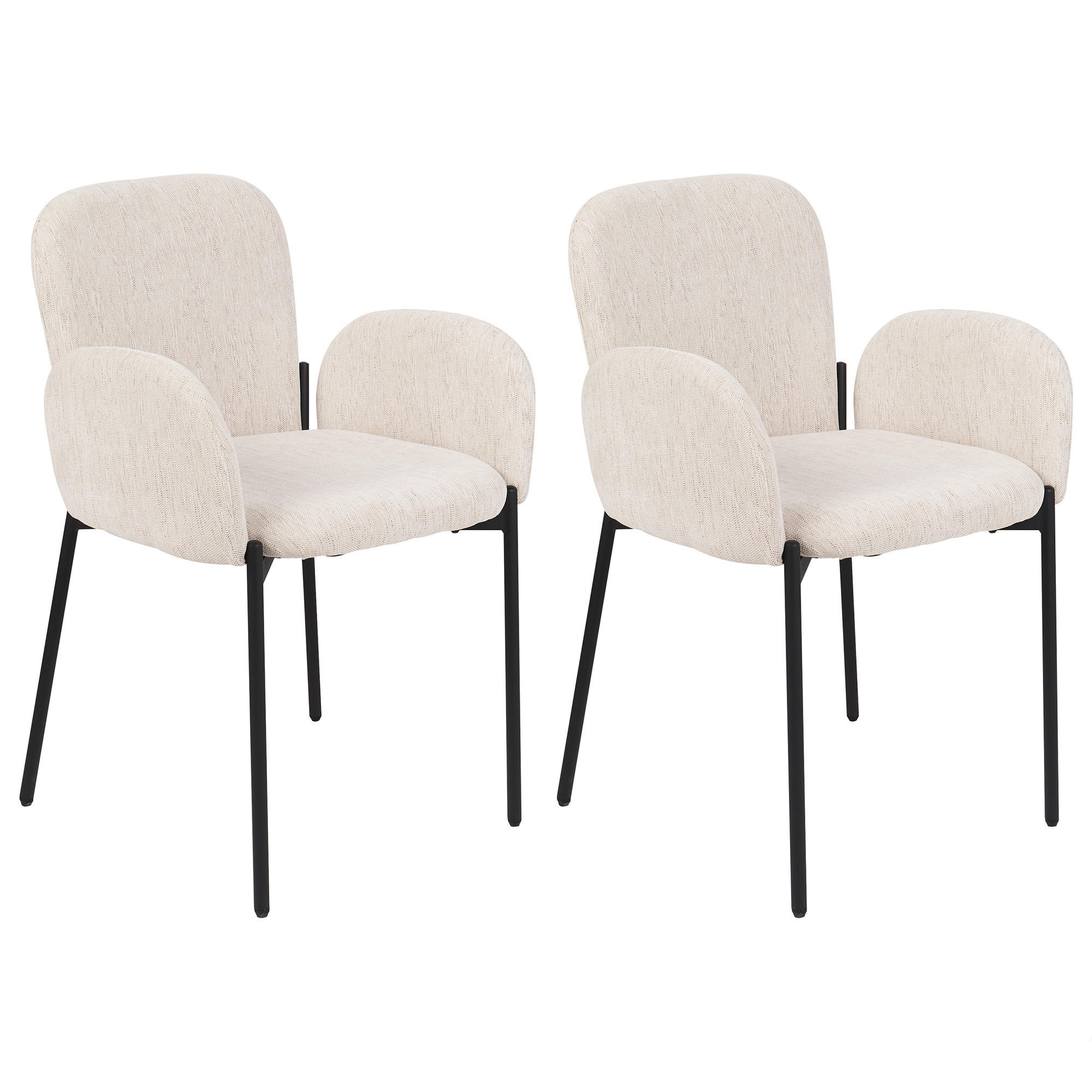 ESSZIMMERSTUHL 2er-Set Stoff Beige Albee - Beige/Schwarz, Textil (52/81/47cm) - Beliani