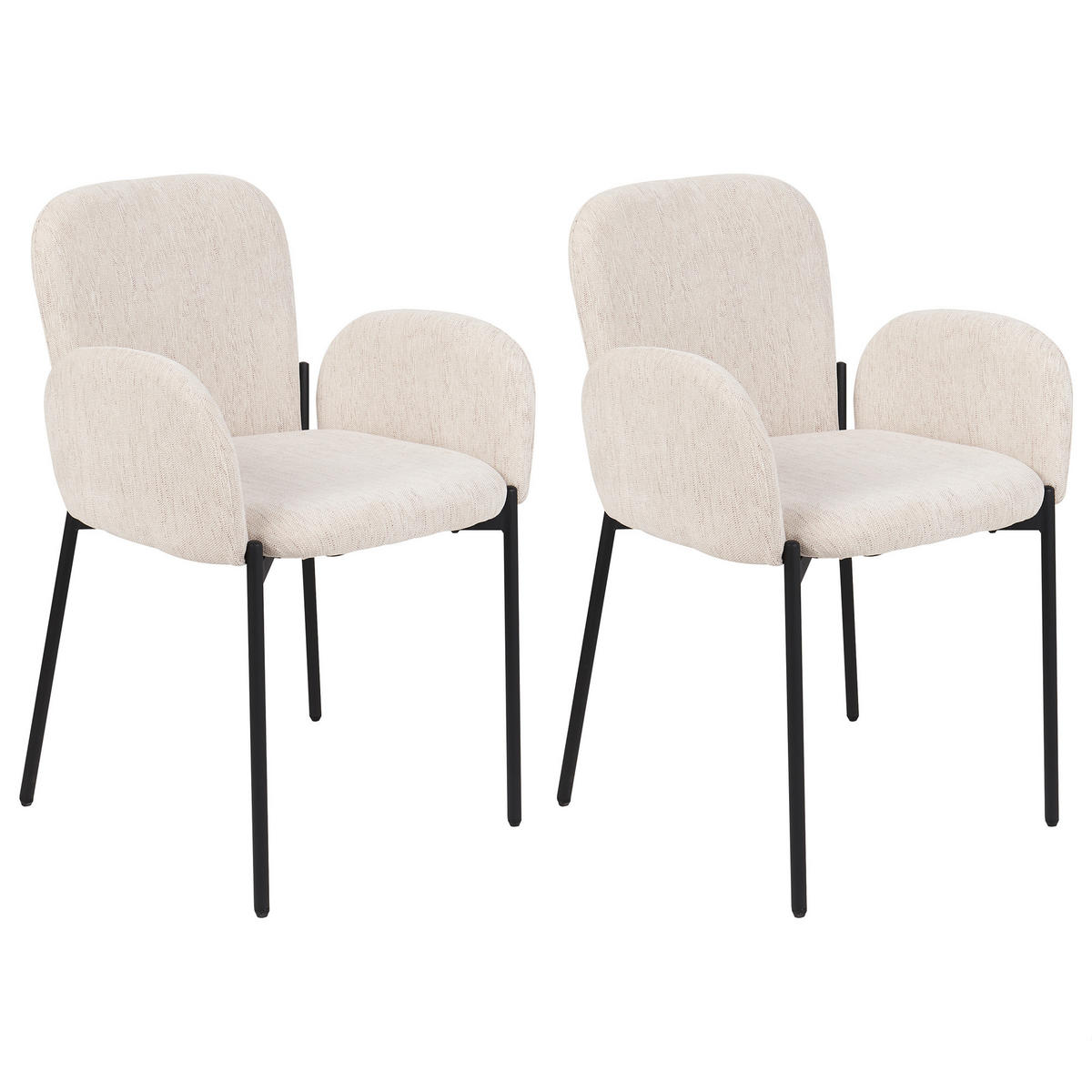 ESSZIMMERSTUHL 2er-Set Stoff Beige Albee - Beige/Schwarz, Textil (52/81/47cm) - Beliani