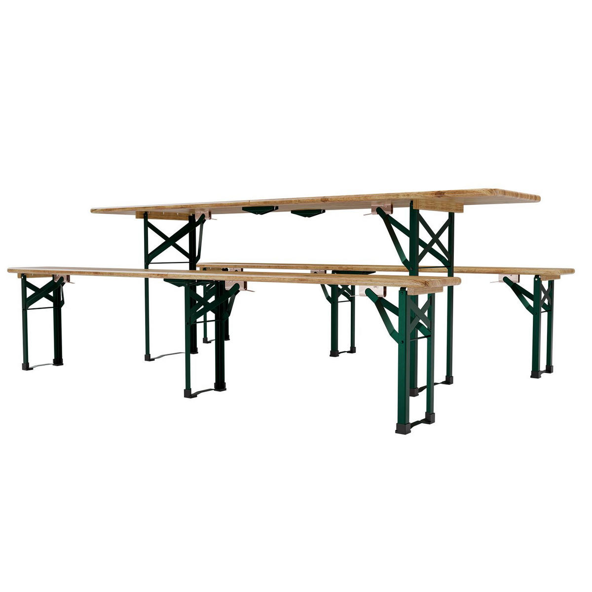 BIERZELTGARNITUR Passau 3-tlg. - Braun, Holz/Metall - Juskys