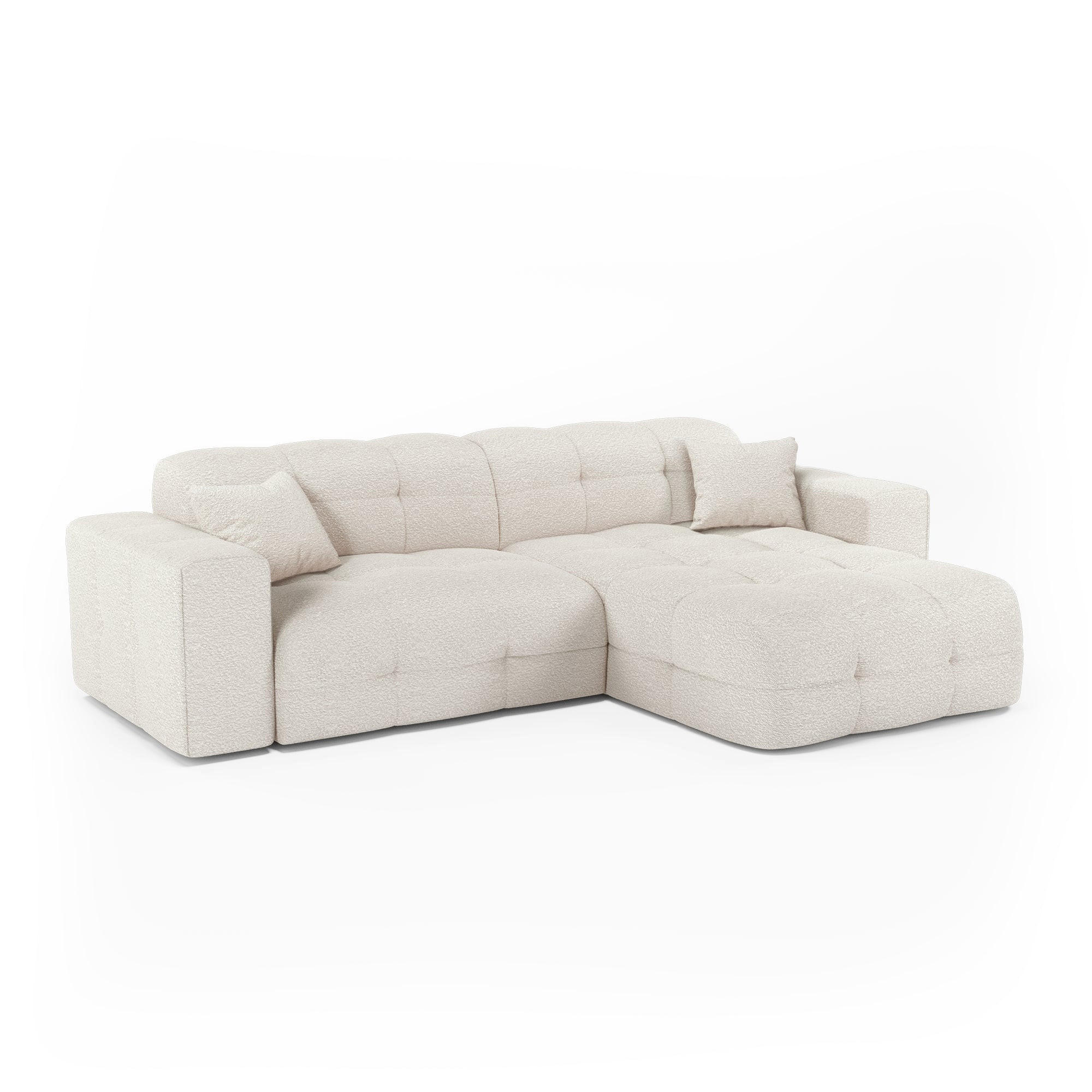 ECKSOFA rechtwinklig COCOON Frottee Creme 230cm - Creme, Textil (230/155cm) - Premium Interiors