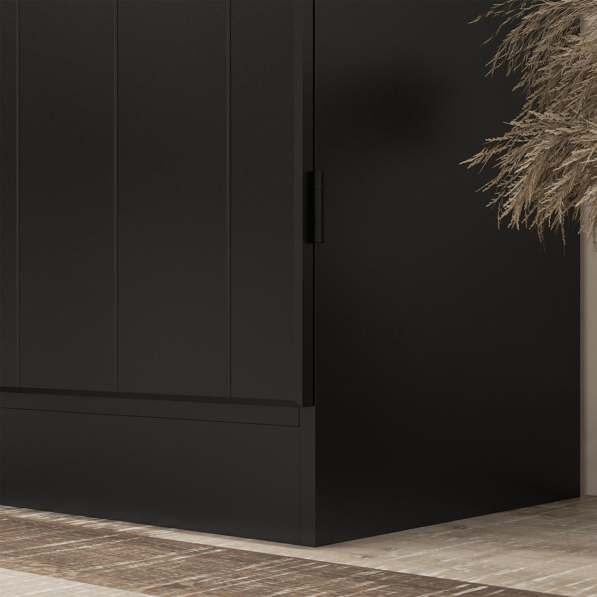 HIGHBOARD DE-11215 4 Türen & 6 Ebenen mit verstellbaren Böden Schwarz - Schwarz, Holzwerkstoff (40/176.7/76cm) - ComfortXL