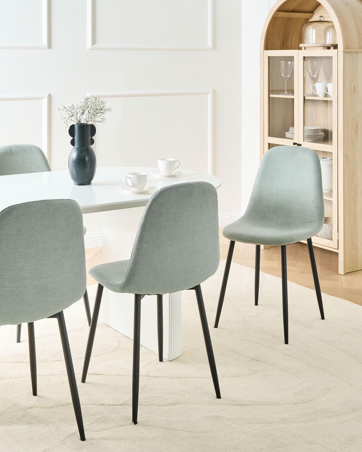 ESSZIMMERSTUHL 4er-Set Hellgrün Crandall - Schwarz/Hellgrün, Textil (44/87/53cm) - Beliani