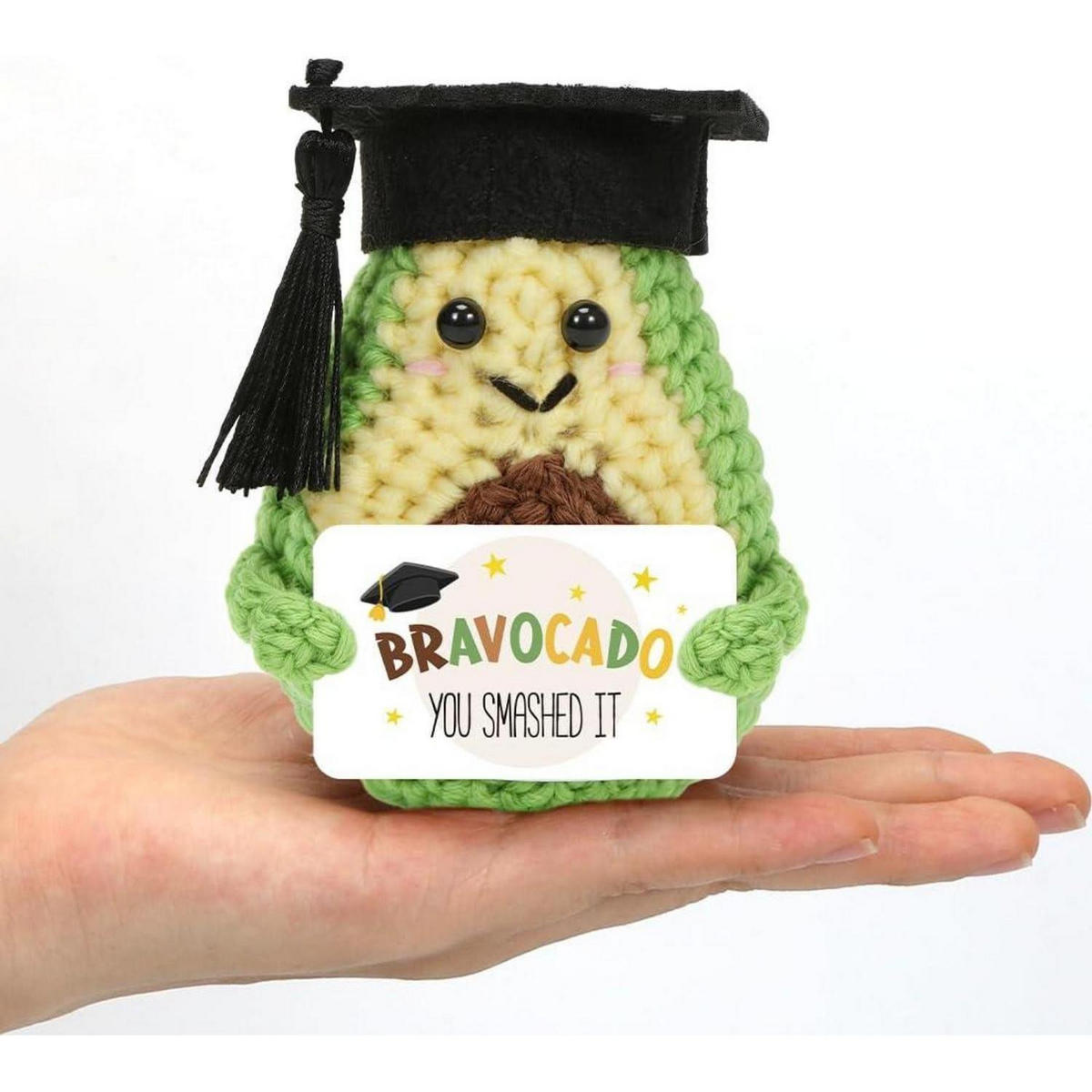 DEKOARTIKEL gehäkeltes Avocado Kuscheltier mit Karte - Grün, Textil (15/16cm)
