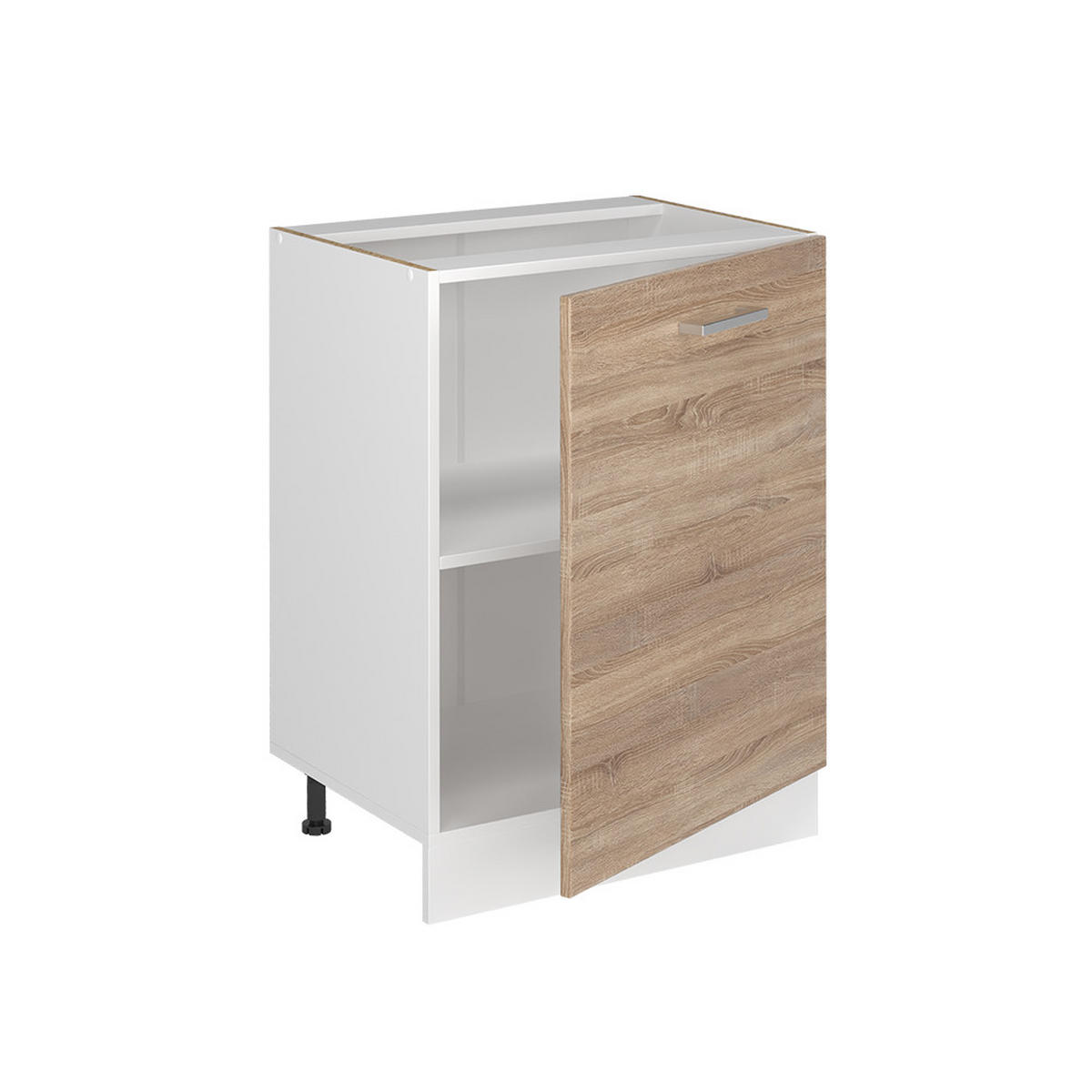 KUCHYNSKÁ SPODNÁ SKRINKA R-Line, Sonoma/biely, 60 cm s 1 dverami antrasiitti työtaso - biela/dub sonoma, kompozitné drevo (60/81.6/60cm) - Vicco