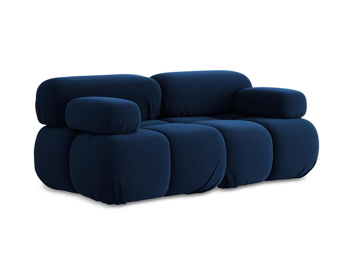 2-SITZER-SOFA Samt Stoff Blau - Blau/Schwarz, Kunststoff/Textil (190/70/96cm) - Makamii
