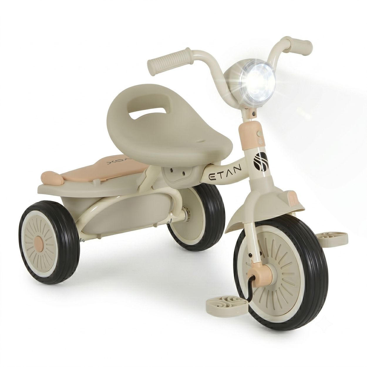 DREIRAD Etan beige EVA-Reifen, Musik, Lichteffekte, Korb, verstellbarer Sitz, faltbar - Beige, Metall (41/38/51cm)