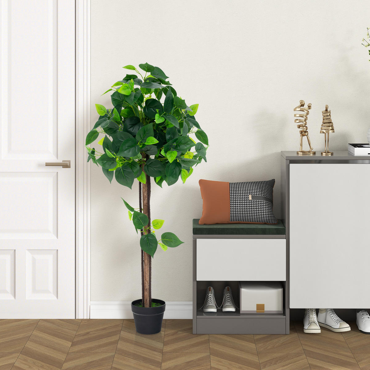 KUNSTPFLANZE Grün - Grün, Kunststoff (114cm) - COSTWAY