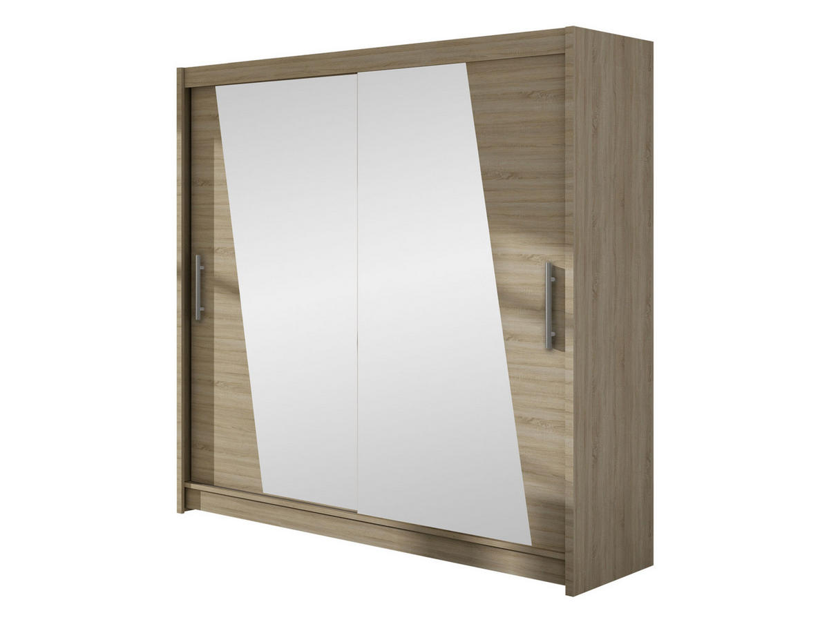 KLEIDERSCHRANK London XIV - Silberfarben/Sonoma Eiche, Holzwerkstoff/Kunststoff (180/215/58cm) - MIRJAN24