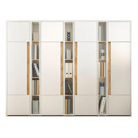 AKTENSCHRANK Set 7-teilig weiß matt, Eiche Wotan 260 x 200 cm, Schrank-Regal-Kombination mit 35 Fächern - Eichefarben/Silberfarben, Holzwerkstoff/Kunststoff (260/200/40cm) - Furn.Design