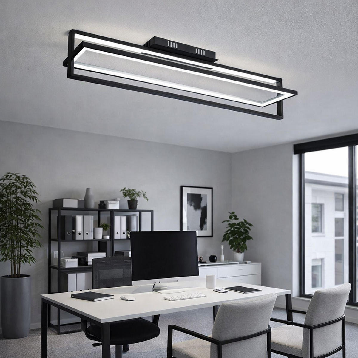 LED DECKENLEUCHTE FLIPS Schwarz Metall - Schwarz, Metall (82/18/21.5cm) - Globo Lighting