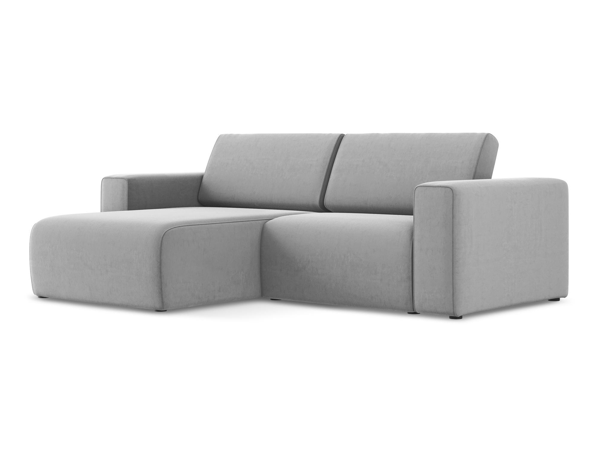 ECKSOFA Links Samt Stoff Grau - Creme/Schwarz, Kunststoff/Textil (167/224cm) - Makamii