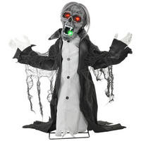 HALLOWEENDEKO DE-42074 Bewegliches Skelett/Zombie mit LED und Sound 75 cm - Dunkelgrau, Metall (102/75/32cm) - ComfortXL