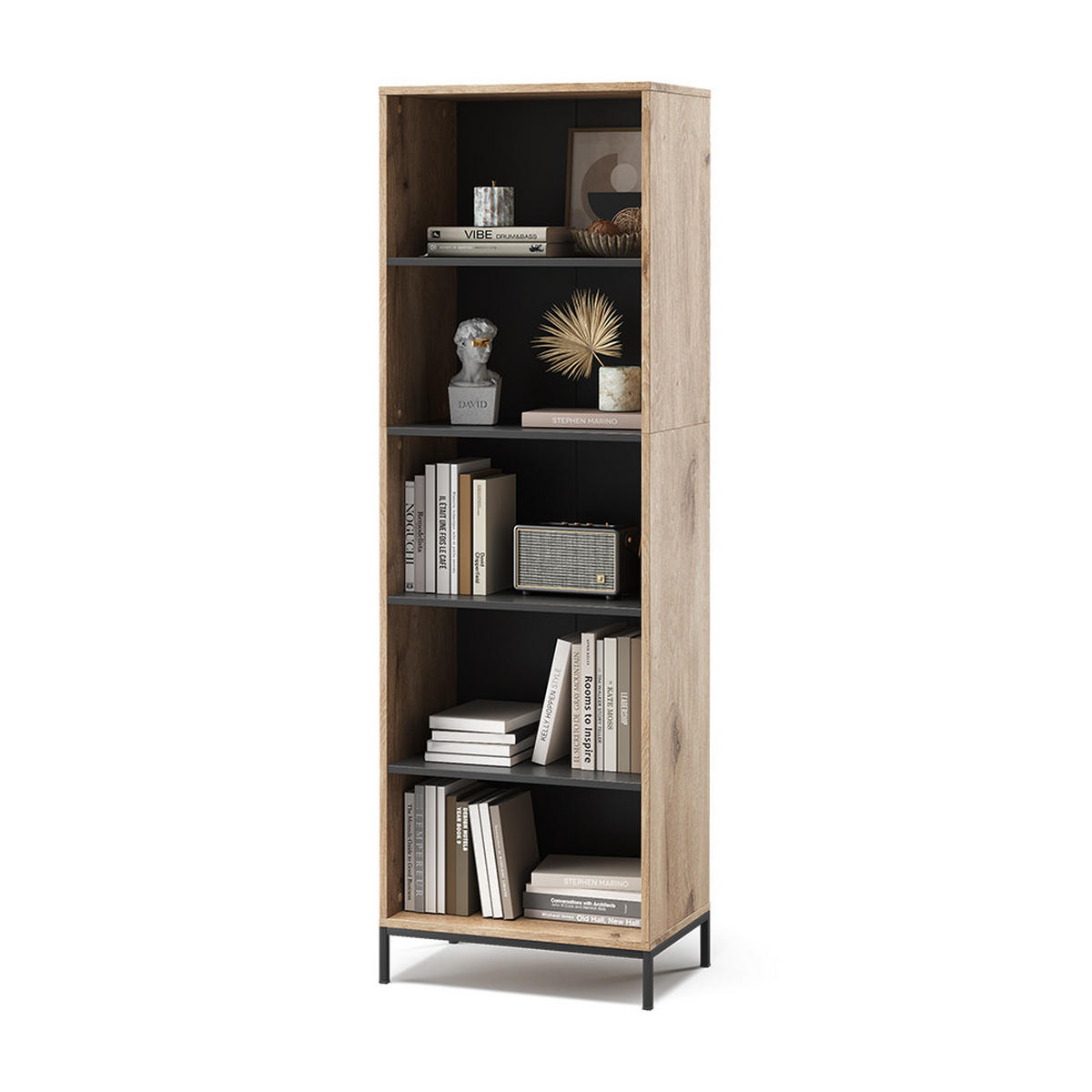 BÜCHERREGAL Eliza Viking Oak 60 x 180 cm mit 5 Fächern - Eichefarben, Holzwerkstoff (60/180/40cm) - Vicco