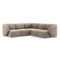 ECKSOFA Chenille Stoff Beige - Schwarz/Cappuccino, Holzwerkstoff/Kunststoff (251/251cm) - Makamii