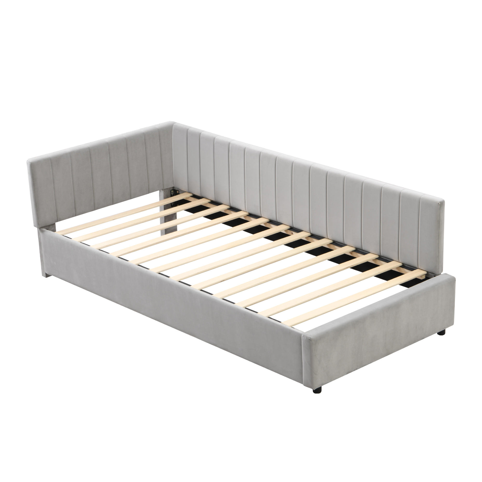 POLSTERBETT 90/200 cm mit Lattenrost hochwertiger Samtstoff grau - Grau, Leder (90/200cm) - OKWISH