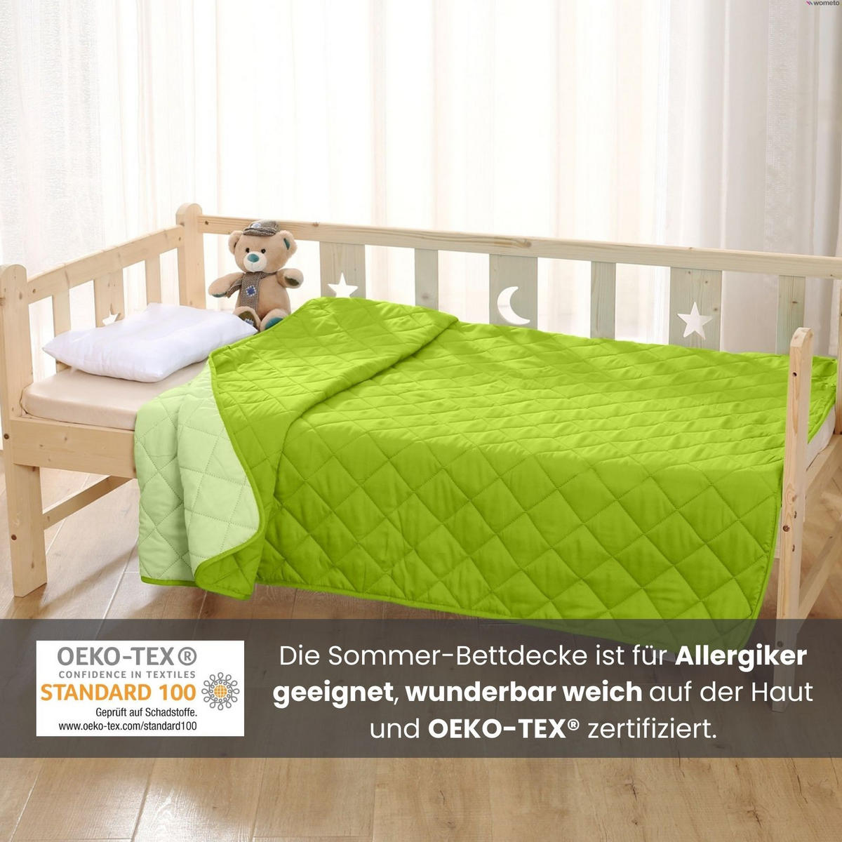 SOMMERBETT Camping grün 135/200 cm Steppbett im Wende-Design Duo-Color - Grün, Textil (135/200cm) - wometo