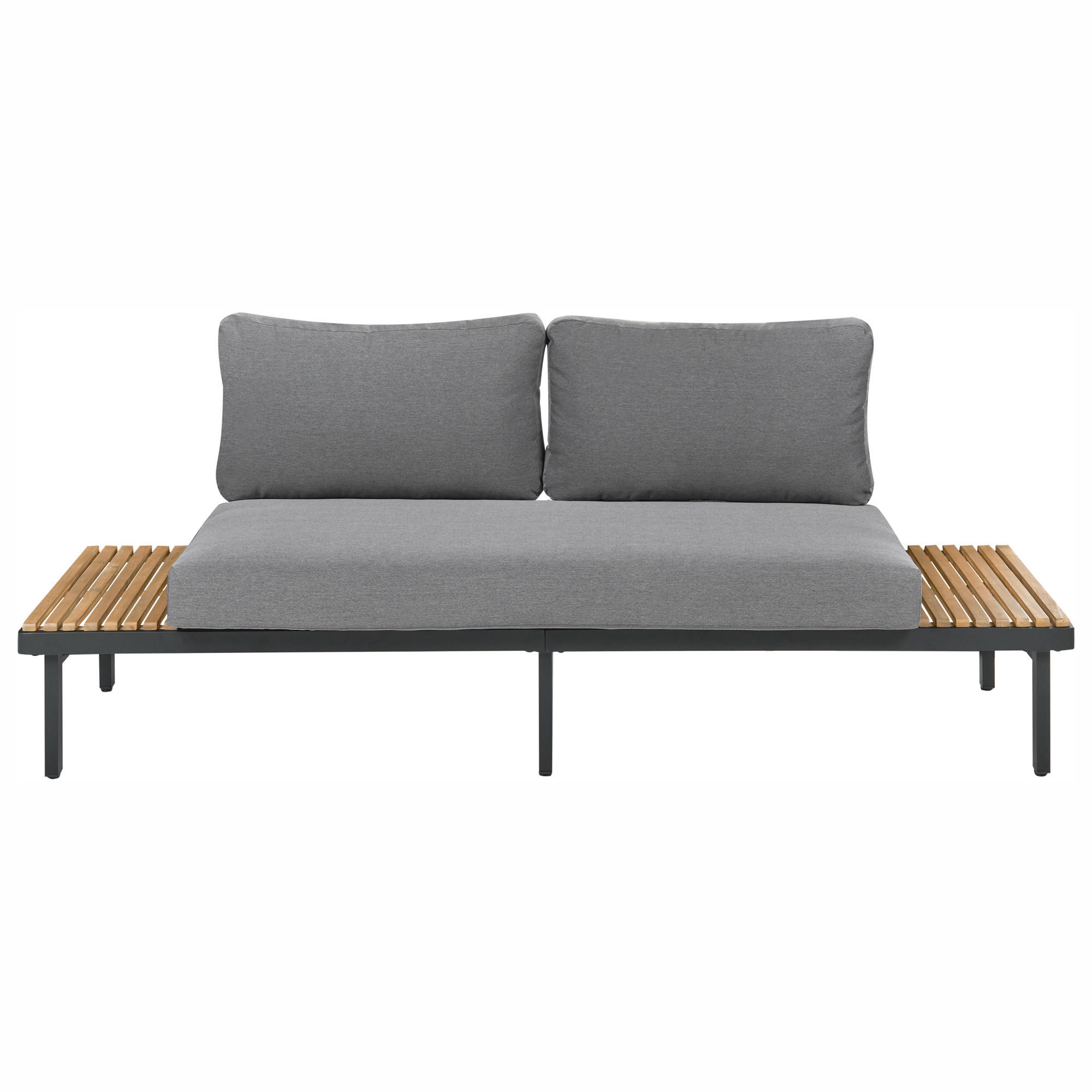 Beliani Gartensofa Dunkelgrau, Grau, Braun 195x78x73 cm