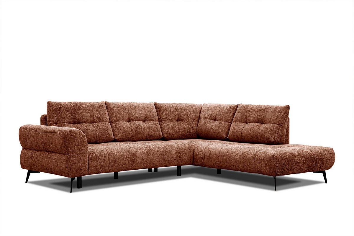 ECKSOFA SALVINI 5-Sitzer, dunkelorange - Dunkelorange/Schwarz, Holzwerkstoff/Textil (292/158cm) - Courtois Laville