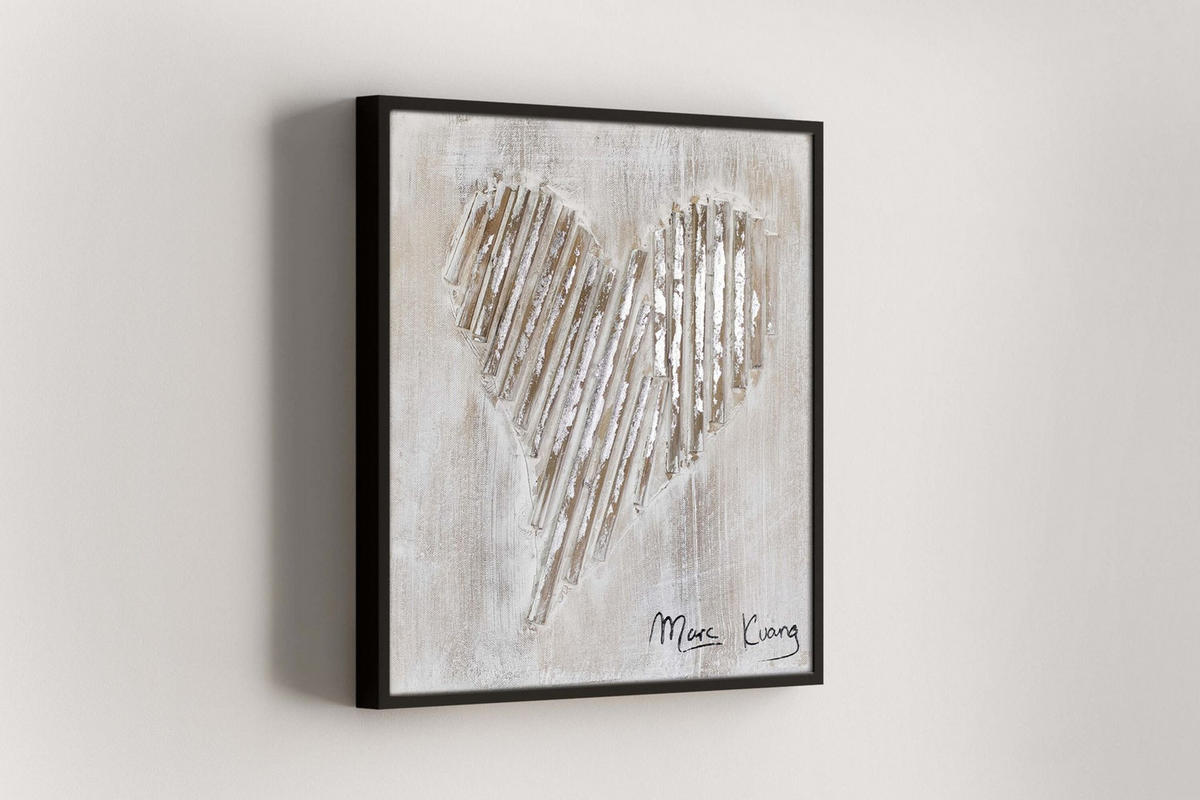 ACRYLBILD HANDGEMALT 30/30 cm - Beige/Grau, Holz/Textil (30/30cm) - KUNSTLOFT