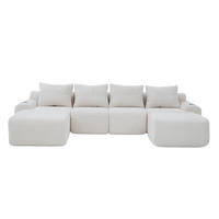 WOHNLANDSCHAFT 4-Sitzer Cord Beige mit Getränkehalter, Aufbewahrungstasche und mit Hocker - Beige, Textil (333/80/174cm) - WISHDOR