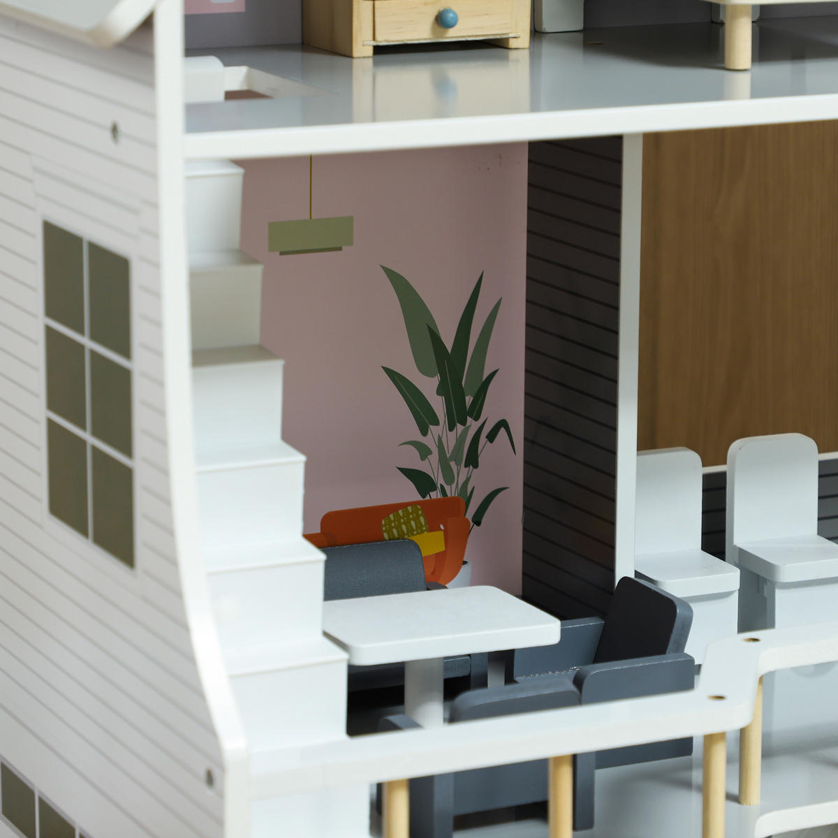 PUPPENHAUS - Grau, Holzwerkstoff (29.1/85.3/53.5cm) - AIYAPLAY