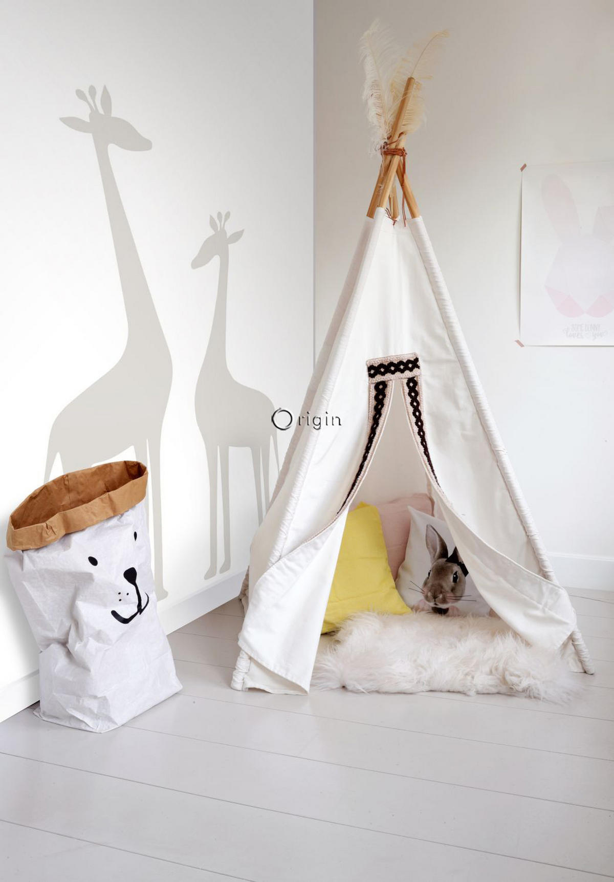 FOTOTAPETE Giraffen 150 x 279 cm - Grau, Papier (150/279cm) - Origin Wallcoverings