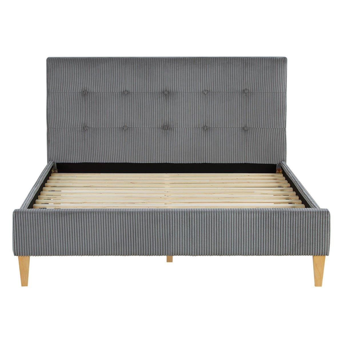 POLSTERBETT in Cord 140/200 cm in Grau - Grau, Textil (140/200cm) - Homestyle4u