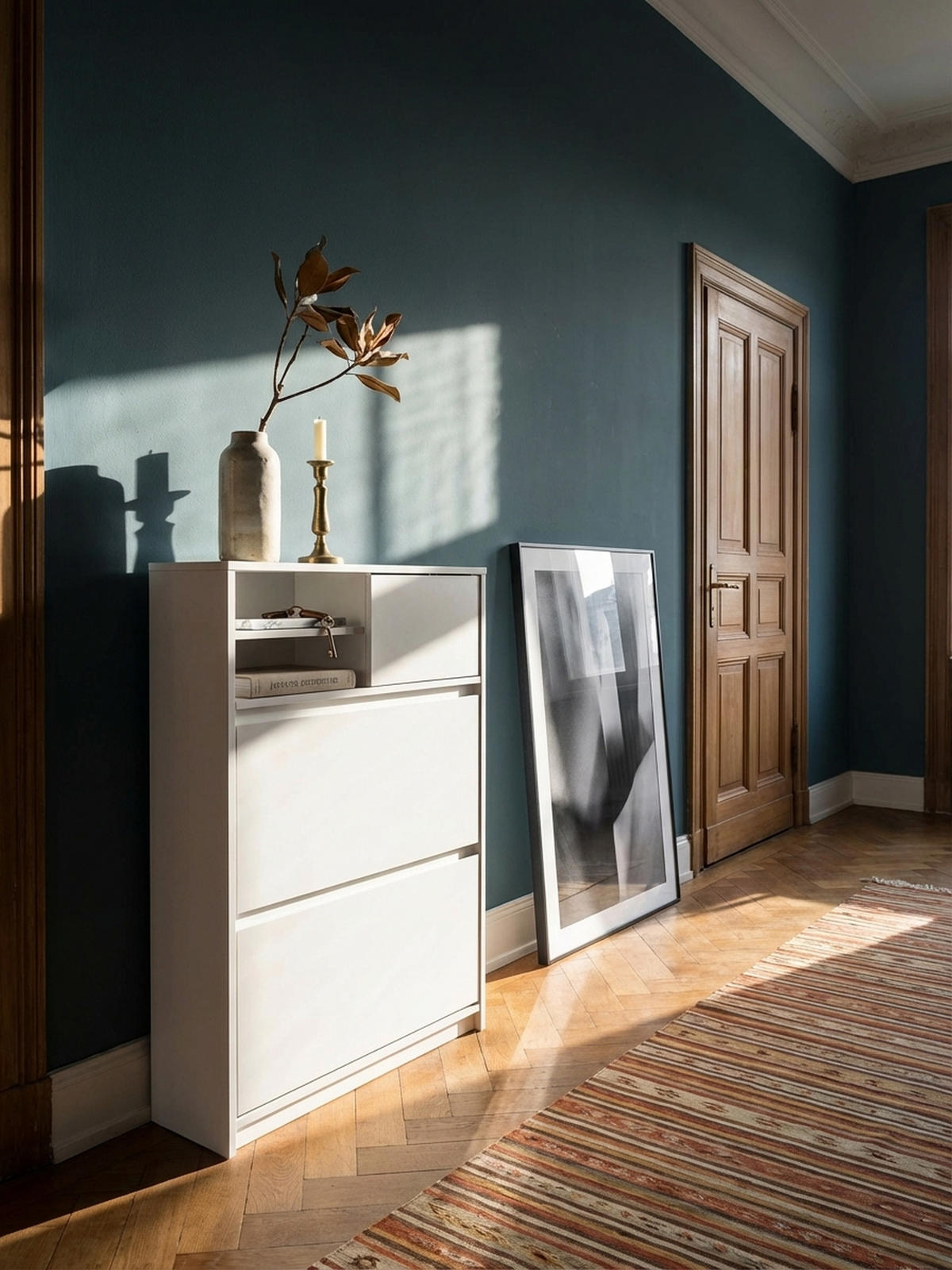 SCHUHSCHRANK – Weiß, 71x110x24 cm, Schuhkipper geschlossen, mit Ablage - Weiß, Metall (71/110/24cm) - KADIMA DESIGN