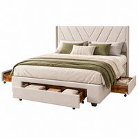 POLSTERBETT，BETT 140/200 cm mit 4 Schubladen aus Leinen in Beige - Naturfarben/Grau, Holz/Textil (140/200cm) - FURNISHINGS HOME