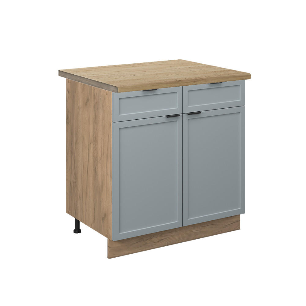 KÜCHENUNTERSCHRANK Fame-Line Hellblau-grau 80 cm, AP Eiche - Eiche Wotan/Blaugrau, Holzwerkstoff (80/82/60cm) - Vicco