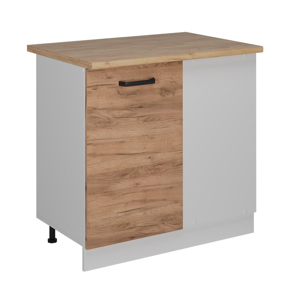 ECKUNTERSCHRANK R-Line Goldkraft Eiche 86 cm AP Eiche - Honigeiche/Weiß, Holzwerkstoff (86/81.6/60cm) - Vicco